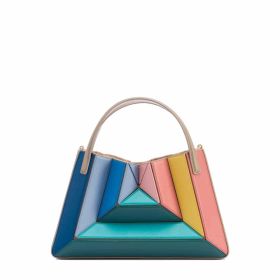 Triangle Pleated Women's Handbag Montage (Option: Blue green stitching)