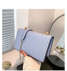 Design Fashion Diamond Chain Shoulder Messenger Bag (Color: Blue)