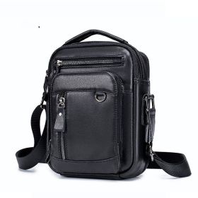 Multifunctional Leather Men's Crossbody Bag On The First Floor (Color: Black)