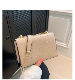 Design Fashion Diamond Chain Shoulder Messenger Bag (Color: Khaki)