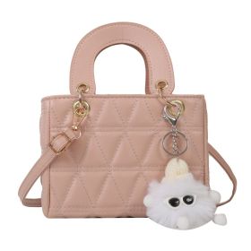 Diamond Small Bag Simple Crossbody (Option: Pink With Pendant)