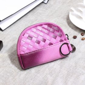 Handwoven Women's Wallet With Minimalist Leather (Option: Gradient Rose)